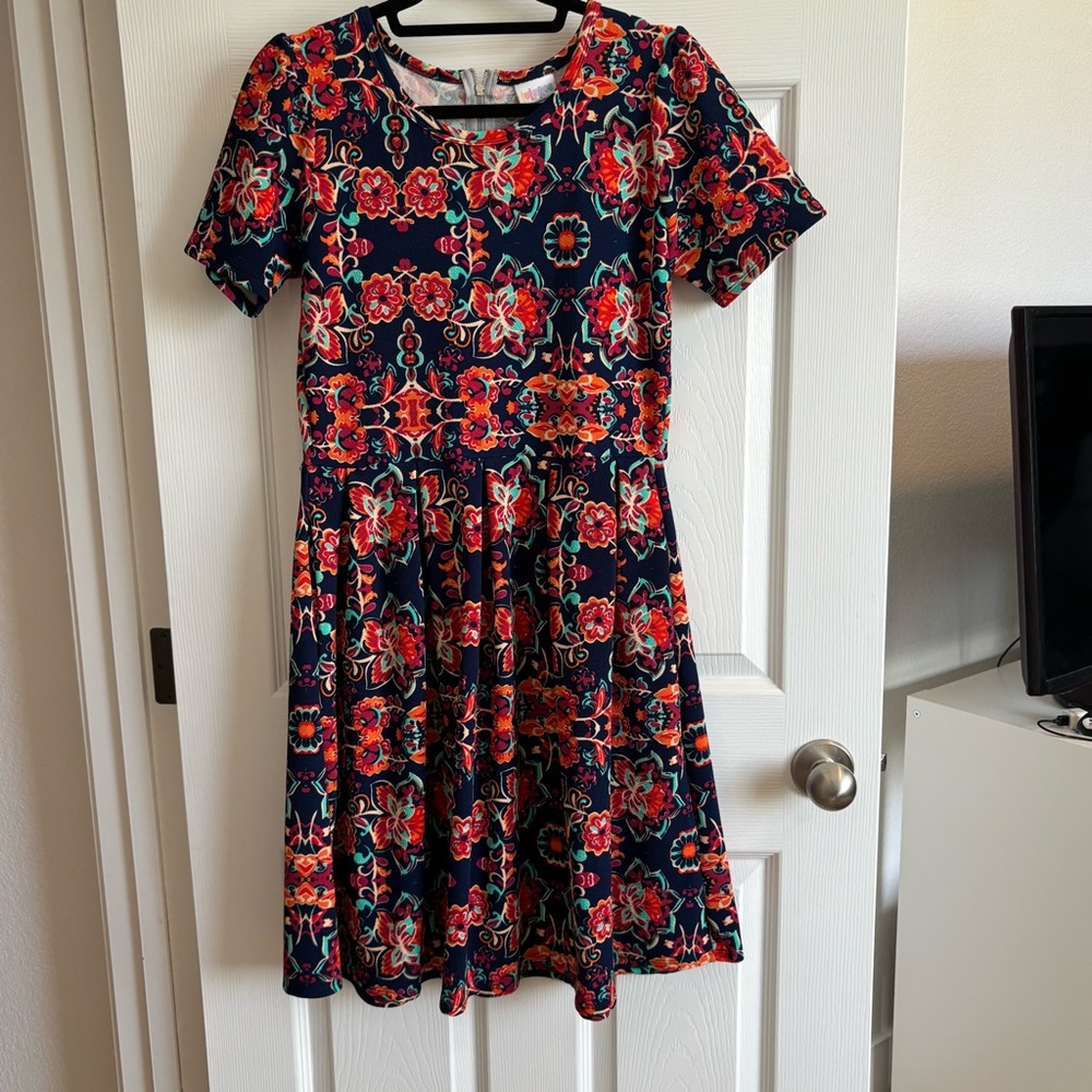 Multicolor Geometric Short Sleeve Dress